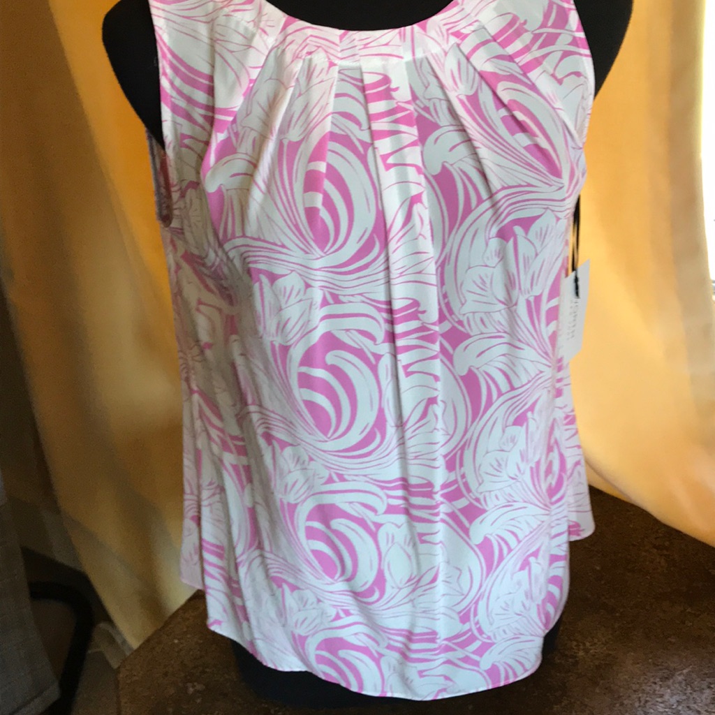 Worth New York Pink And Cream Silk Blouse Size 4